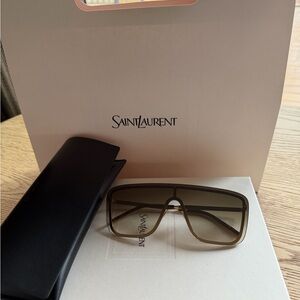 Saint Laurent Shield Sunglasses in Brown Gradient Lenses
